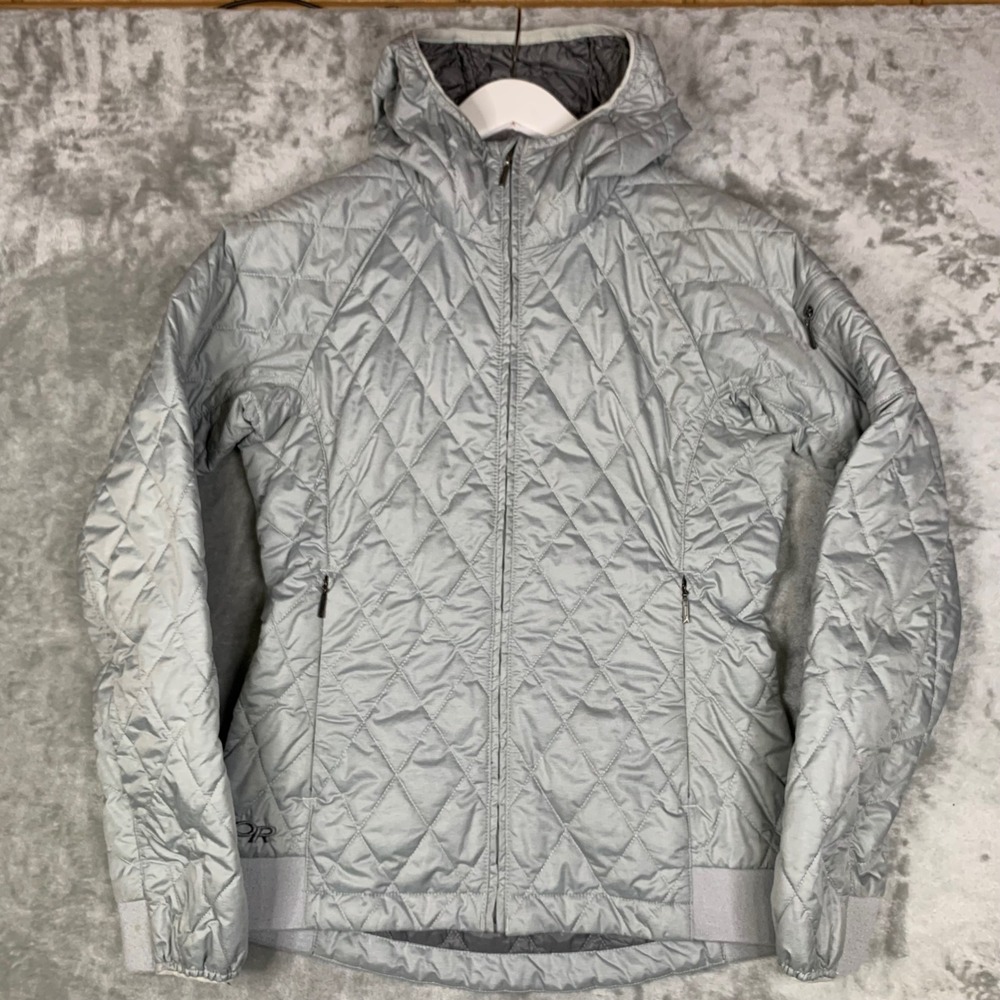 Outdoor Research Eryn Jacket Hoody Gray Quilted Womens XS Thermore‎ Insulated
